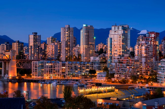 View from Granville Bridge at night